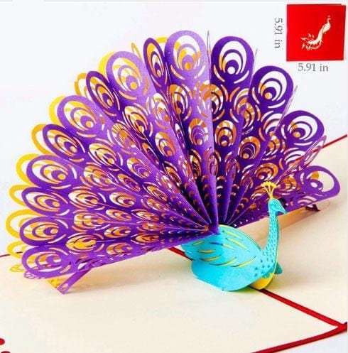 3D Pop Up Peacock Greeting Card - Nexellus