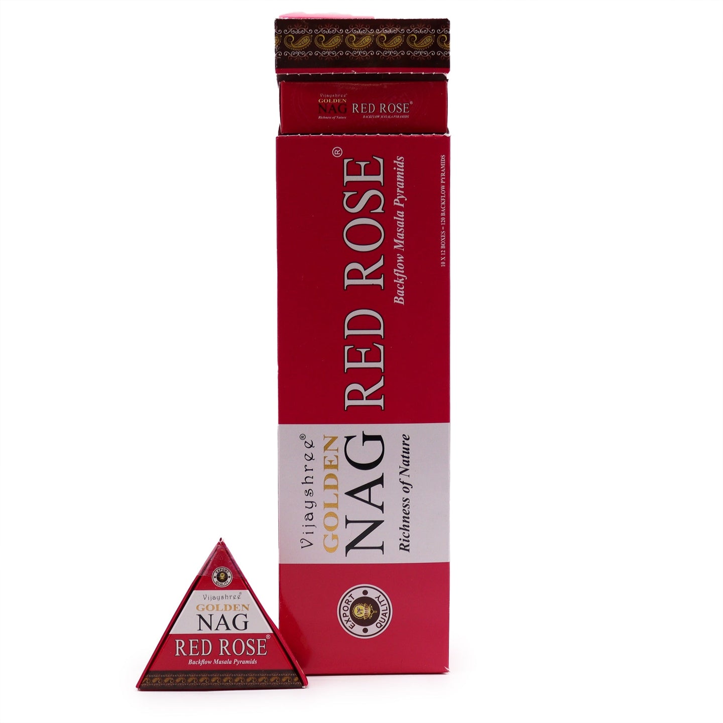 42g Jumbo Golden Nag - Red Rose Backflow Incense Cones - Per case: 1 Piece - Nexellus
