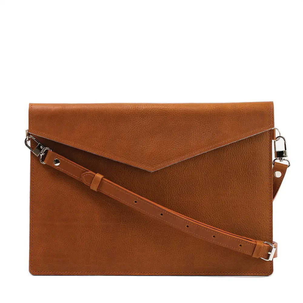 Leather bag for ipad with adjustable strap - Tan / iPad Pro