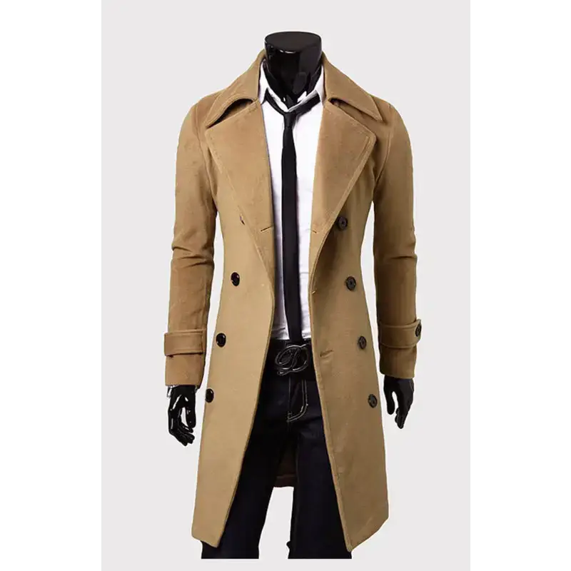 Men's double breasted lengthened simple wool coat Nexellus