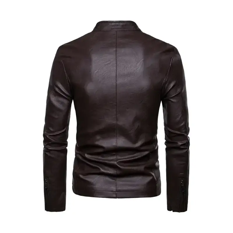 Men's motorcycle zipper stand collar leather jacket Nexellus