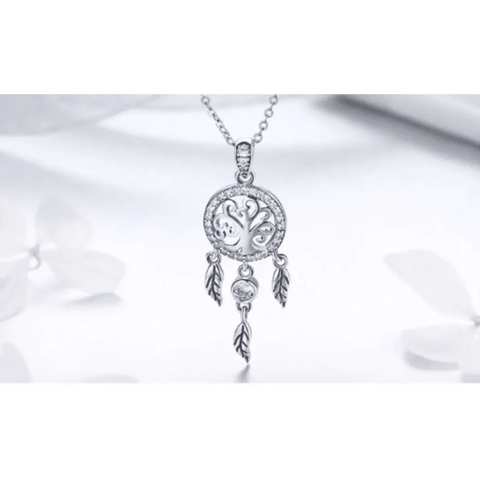 Silver Dream Catcher Pendant Necklace Jewelry Set - Nexellus