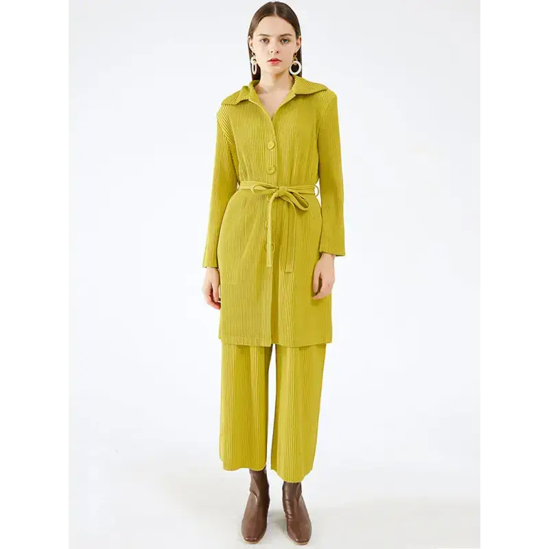 Women’s blazer and ribbed pleats pants set two piece Nexellus