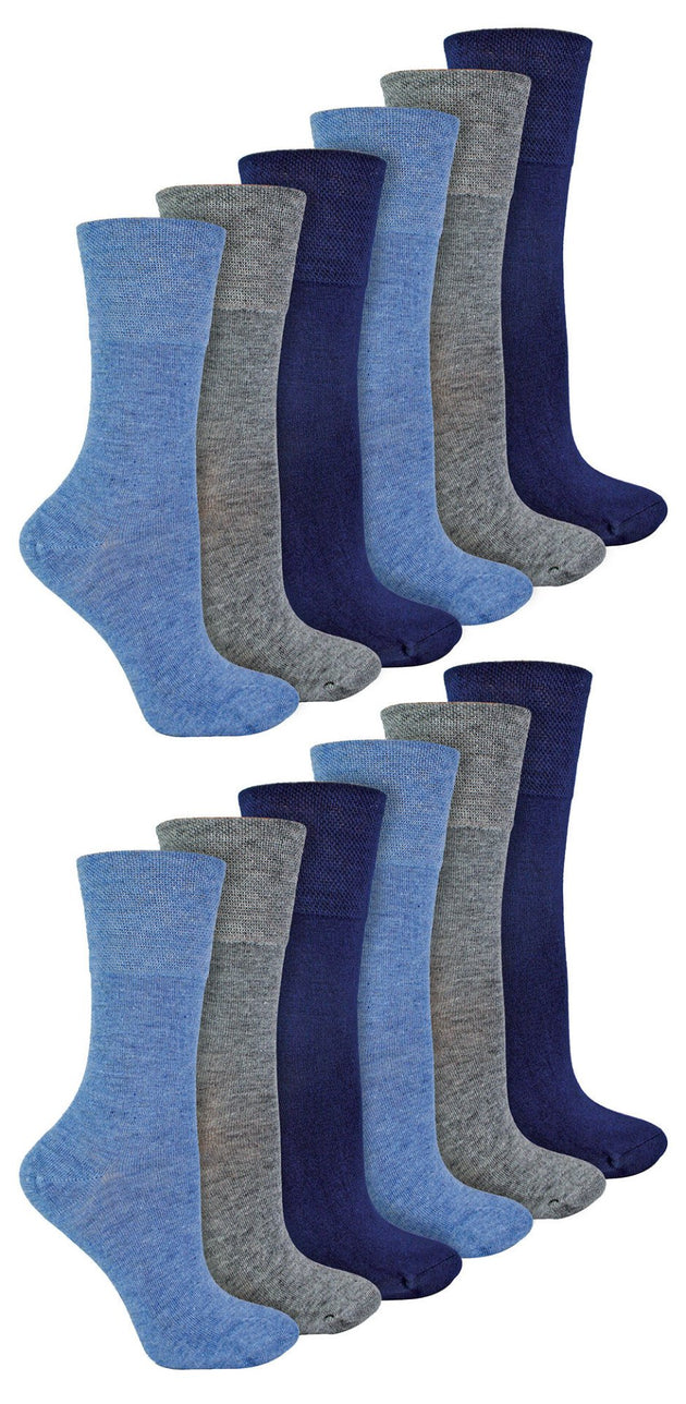12 Pairs Ladies Diabetic Bamboo Socks - Nexellus
