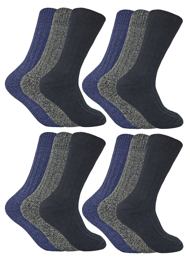 12 Pairs Mens Wool Boot Socks - Nexellus