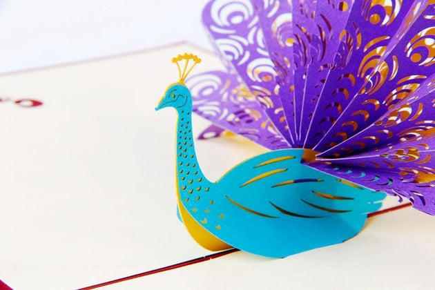 3D Pop Up Peacock Greeting Card - Nexellus