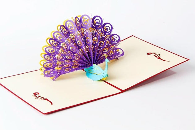 3D Pop Up Peacock Greeting Card - Nexellus