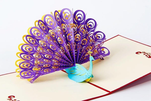 3D Pop Up Peacock Greeting Card - Nexellus