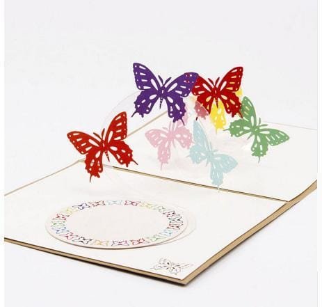 3D Pop up Vintage Rainbow Buffer flies Greeting Card - Nexellus