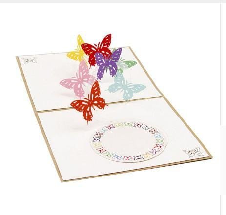 3D Pop up Vintage Rainbow Buffer flies Greeting Card - Nexellus