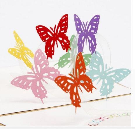 3D Pop up Vintage Rainbow Buffer flies Greeting Card - Nexellus