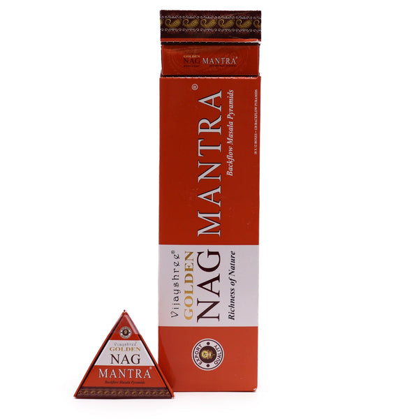 42g Jumbo Golden Nag - Mantra Backflow Incense Cones - Per case: 1 Piece - Nexellus