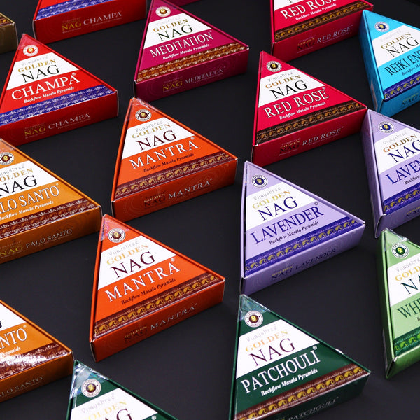 42g Jumbo Golden Nag - Meditation Backflow Incense Cones - Per case: 1 Piece - Nexellus
