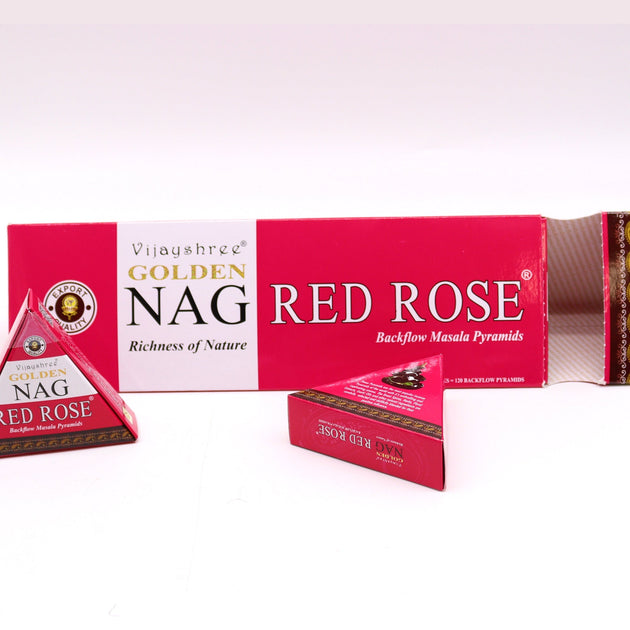 42g Jumbo Golden Nag - Red Rose Backflow Incense Cones - Per case: 1 Piece - Nexellus