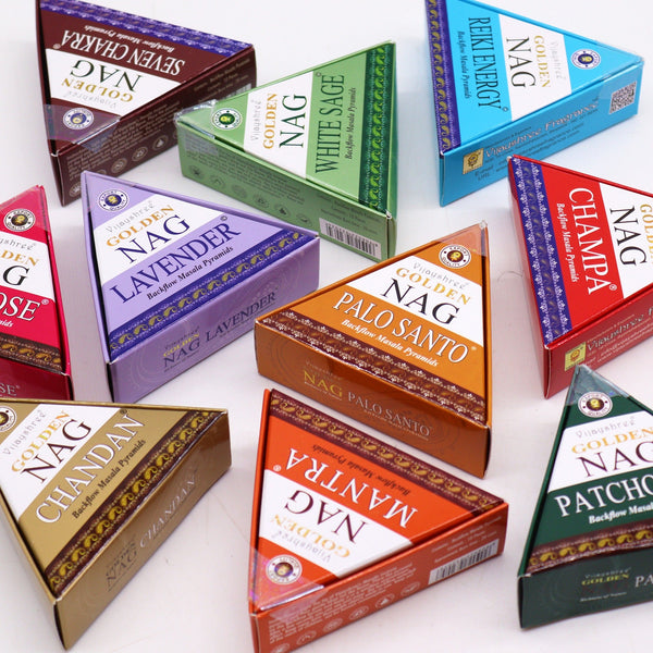 42g Jumbo Golden Nag - Seven Chakra Backflow Incense Cones - Per case: 1 Piece - Nexellus