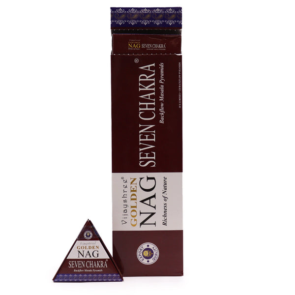 42g Jumbo Golden Nag - Seven Chakra Backflow Incense Cones - Per case: 1 Piece - Nexellus