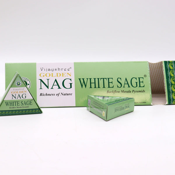 42g Jumbo Golden Nag - White Sage Backflow Incense Cones - Per case: 1 Piece - Nexellus