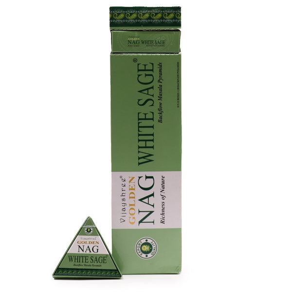 42g Jumbo Golden Nag - White Sage Backflow Incense Cones - Per case: 1 Piece - Nexellus