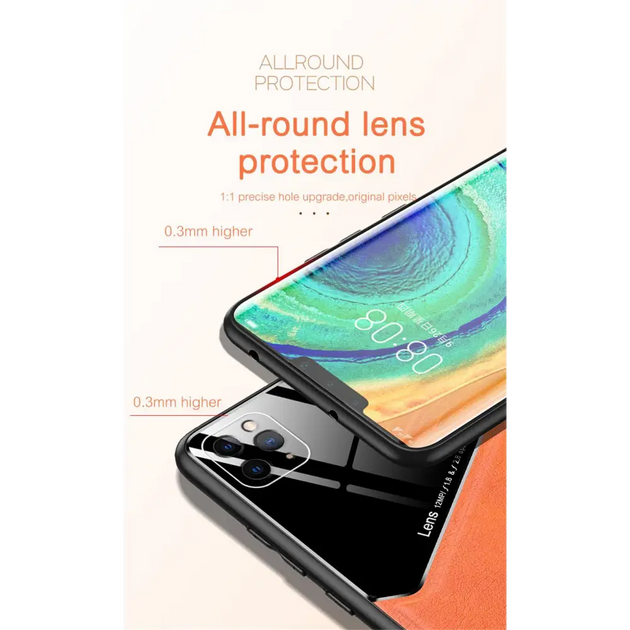 Acrylic + pu leather black case - for iphone 12 / 12 pro