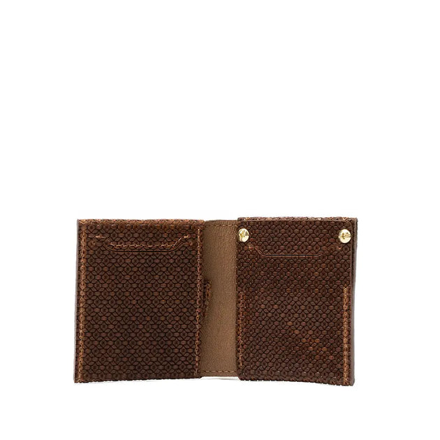 Airtag wallet - leather billfold 2.0 - Brown Geometric Net
