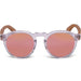 Bamboo wood panto sunglasses with clear transparent frame