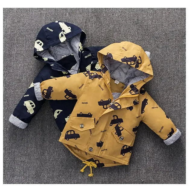 Boys jacket kids thick warm cartoon cars hooded coat Nexellus