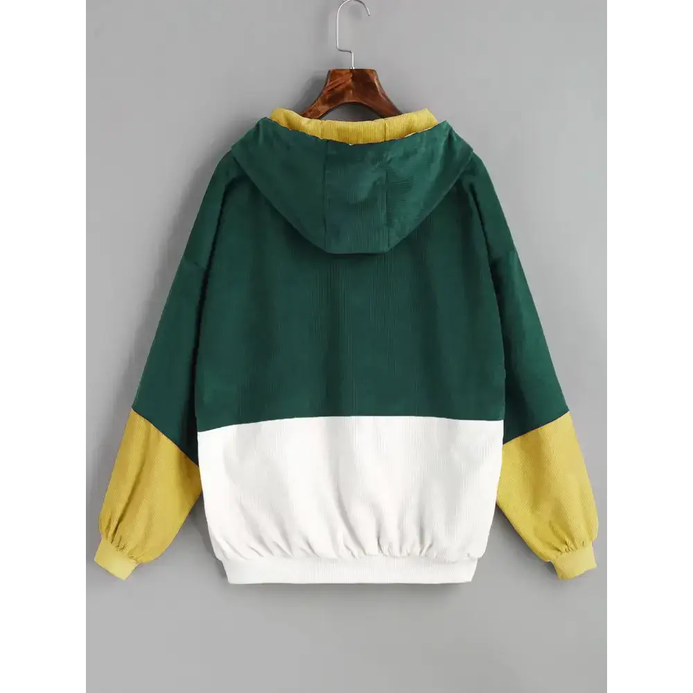 Color blocking hooded corduroy jacket Nexellus
