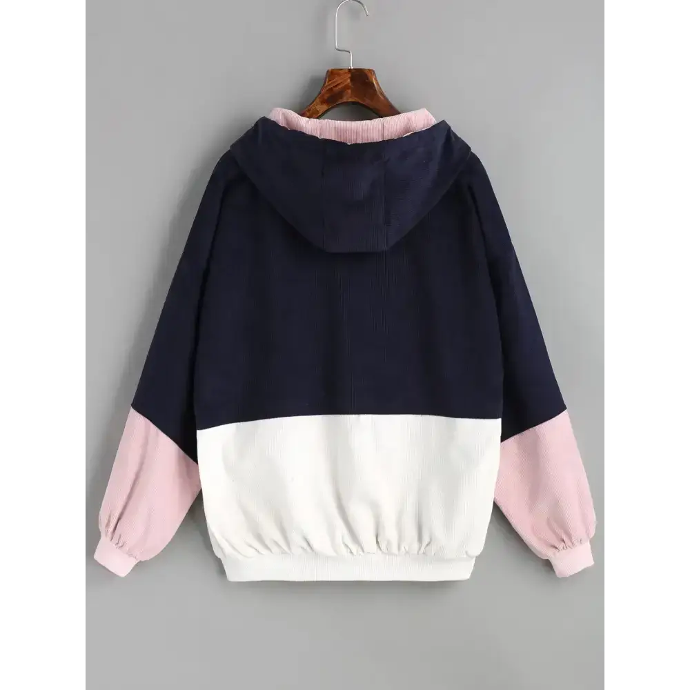 Color blocking hooded corduroy jacket Nexellus