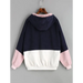 Color blocking hooded corduroy jacket Nexellus