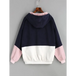 Color blocking hooded corduroy jacket Nexellus
