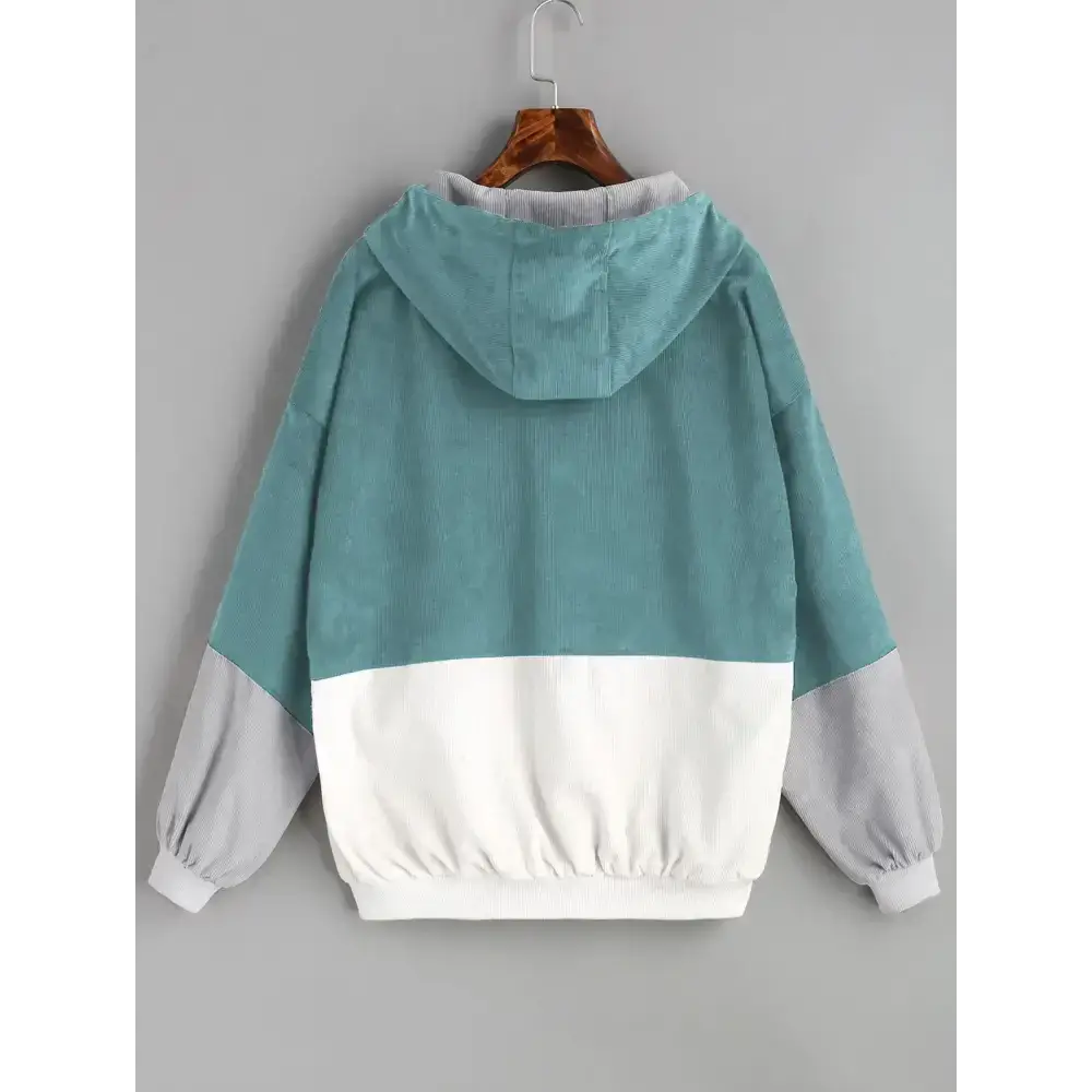 Color blocking hooded corduroy jacket Nexellus