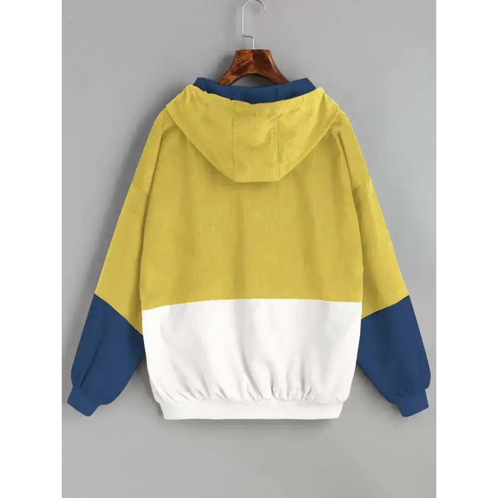 Color blocking hooded corduroy jacket Nexellus