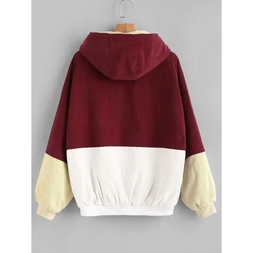Color blocking hooded corduroy jacket Nexellus