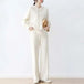 Cozy hooded knit suit: top + wide-leg trousers for women Nexellus