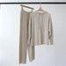 Cozy hooded knit suit: top + wide-leg trousers for women Nexellus