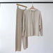 Cozy hooded knit suit: top + wide-leg trousers for women Nexellus