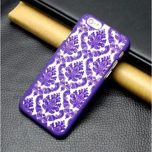 Damask vintage pattern hard matte purple case - for iphone