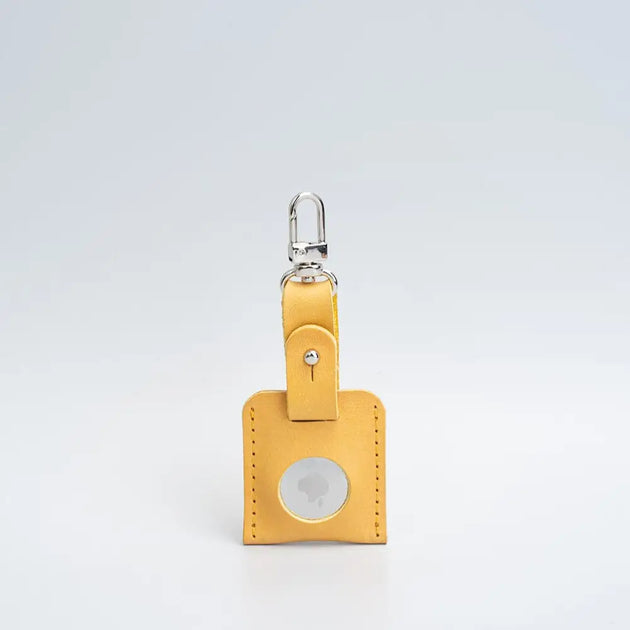 Leather airtag bag charm with carabiner