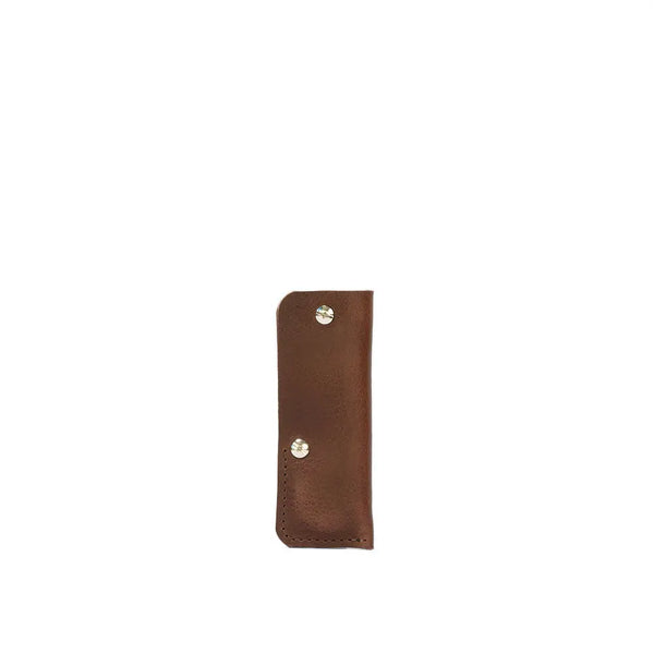 Leather airtag key holder - the minimalist - Mahogany