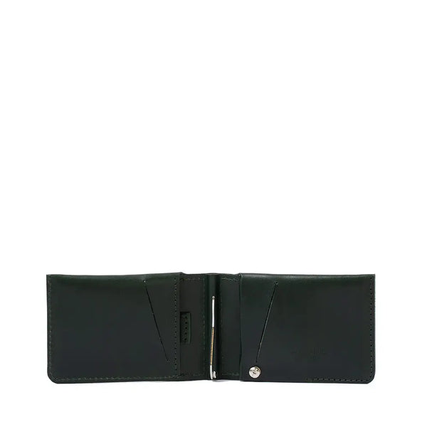 Leather airtag wallet with money clip - Forest Green