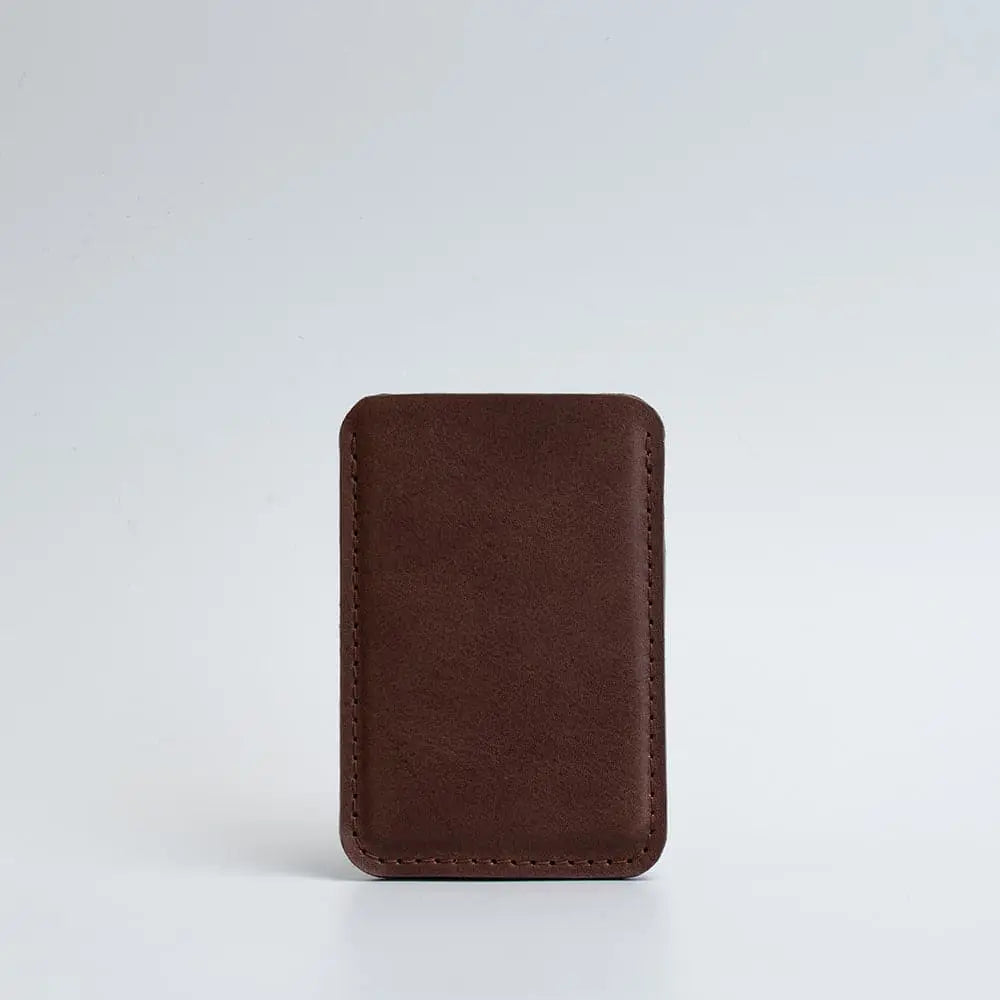 Leather magsafe wallet - the minimalist - Mahogany