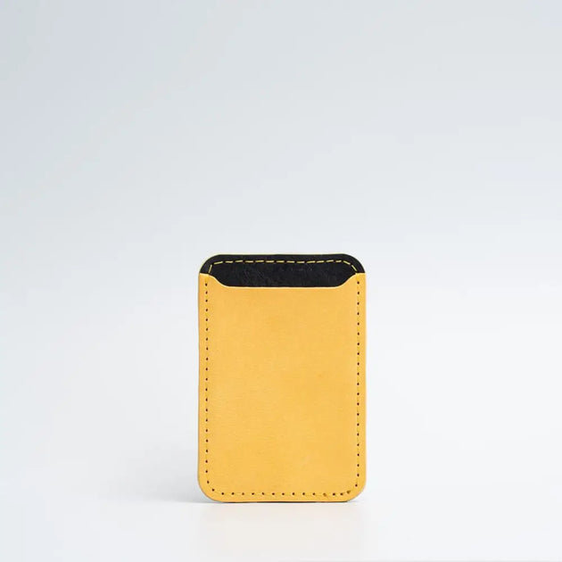 Leather wallet with magsafe - two colors - Mustard Yellow