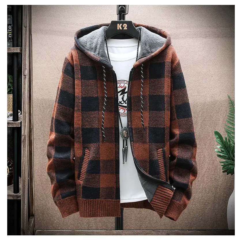 Men Plaid Color Blocking Plus Size Sweater Nexellus