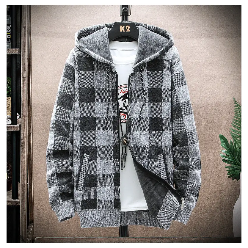 Men Plaid Color Blocking Plus Size Sweater Nexellus