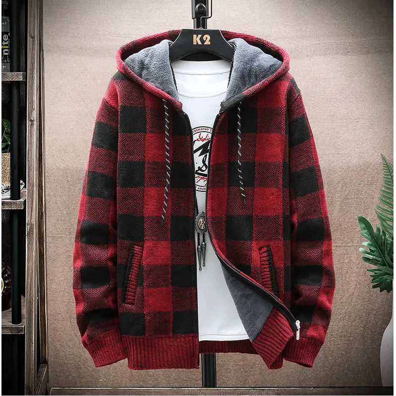 Men Plaid Color Blocking Plus Size Sweater Nexellus