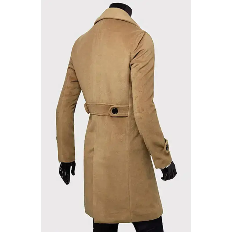 Men's double breasted lengthened simple wool coat Nexellus