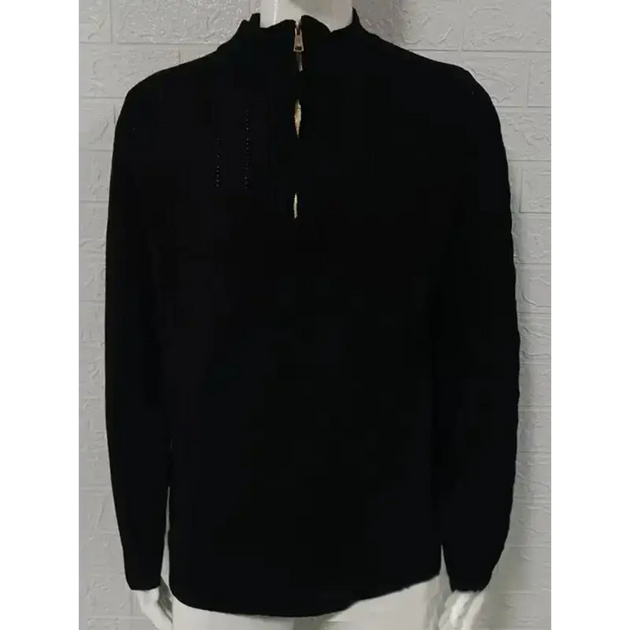 Men's new solid color zipper half turtleneck long sleeve sweater Nexellus