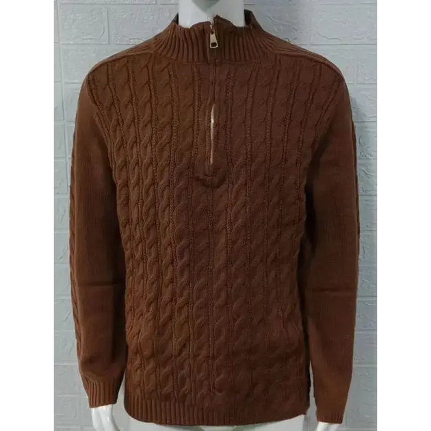 Men's new solid color zipper half turtleneck long sleeve sweater Nexellus
