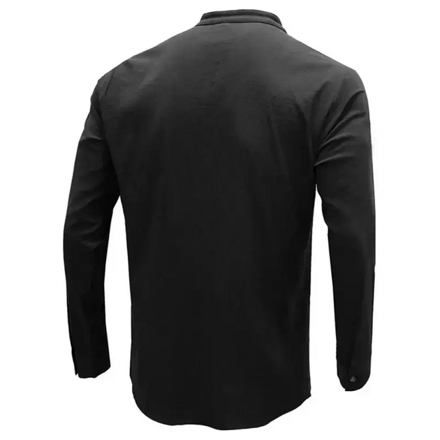 Men's woven solid color long-sleeved cotton and linen shirt Nexellus