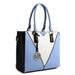 LG1641 - Miss Lulu Leather Look V-Shape Shoulder Handbag - Blue - Nexellus